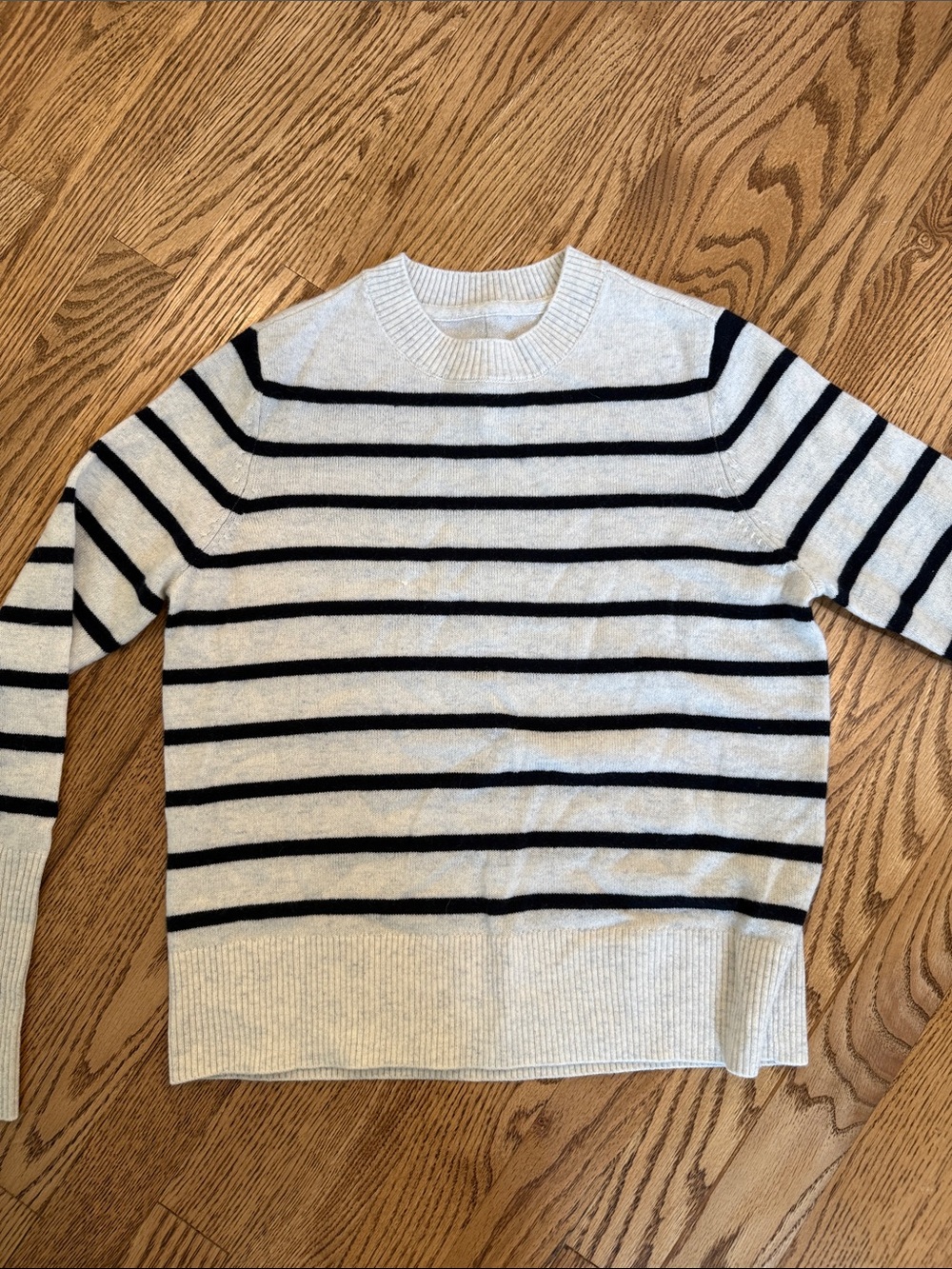 Not Monday Striped Crewneck Cashmere Sweater